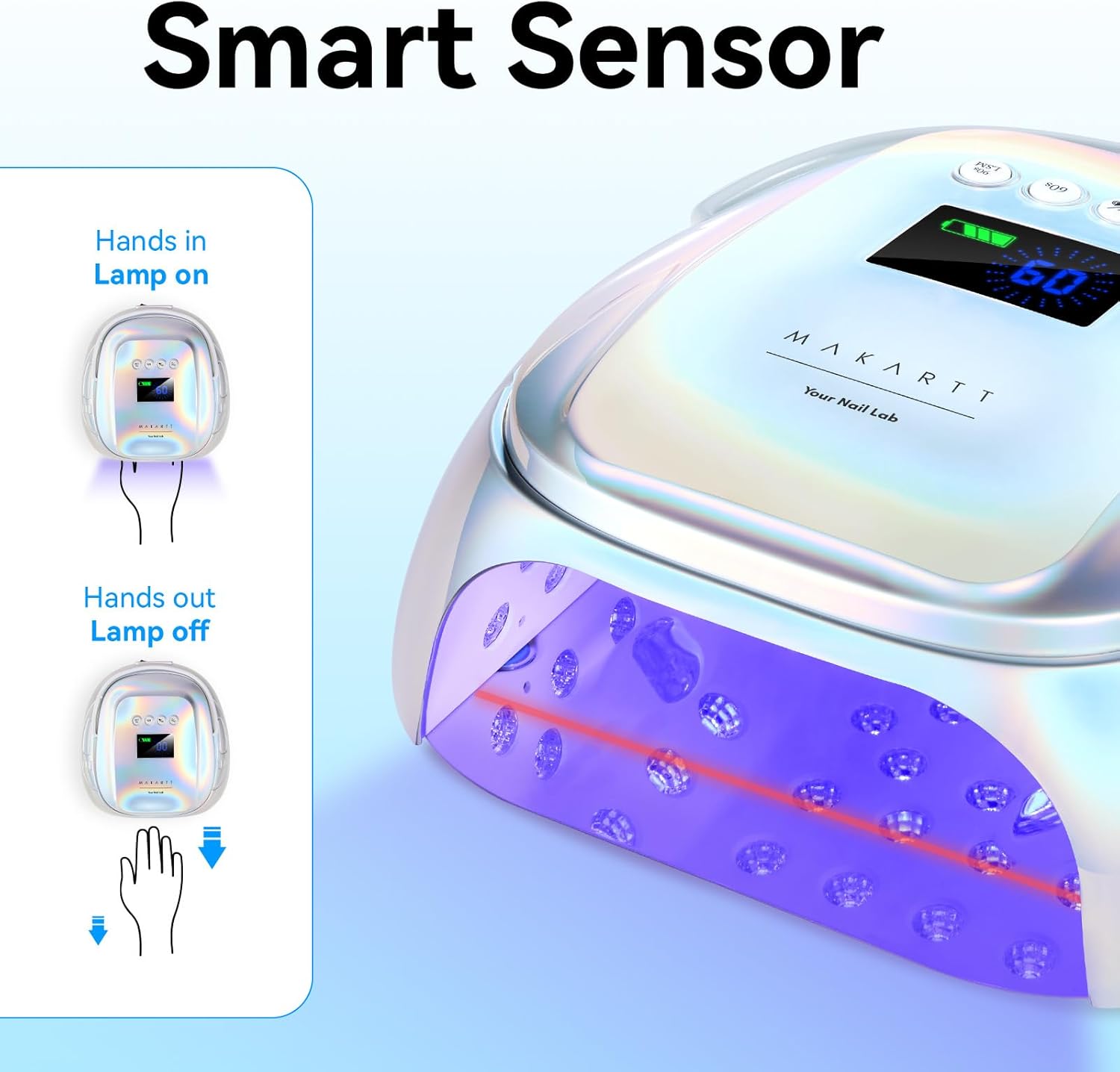 Makartt UV Nail Lamp – 30W Fast Curing UV Light with Handle Rechargeable Cordless Nail Dryer for Gel Nail Polish with 45 Beads Dual Lights 4 Timers LCD Smart Sensor for Nail Art Design(Plating Silver)