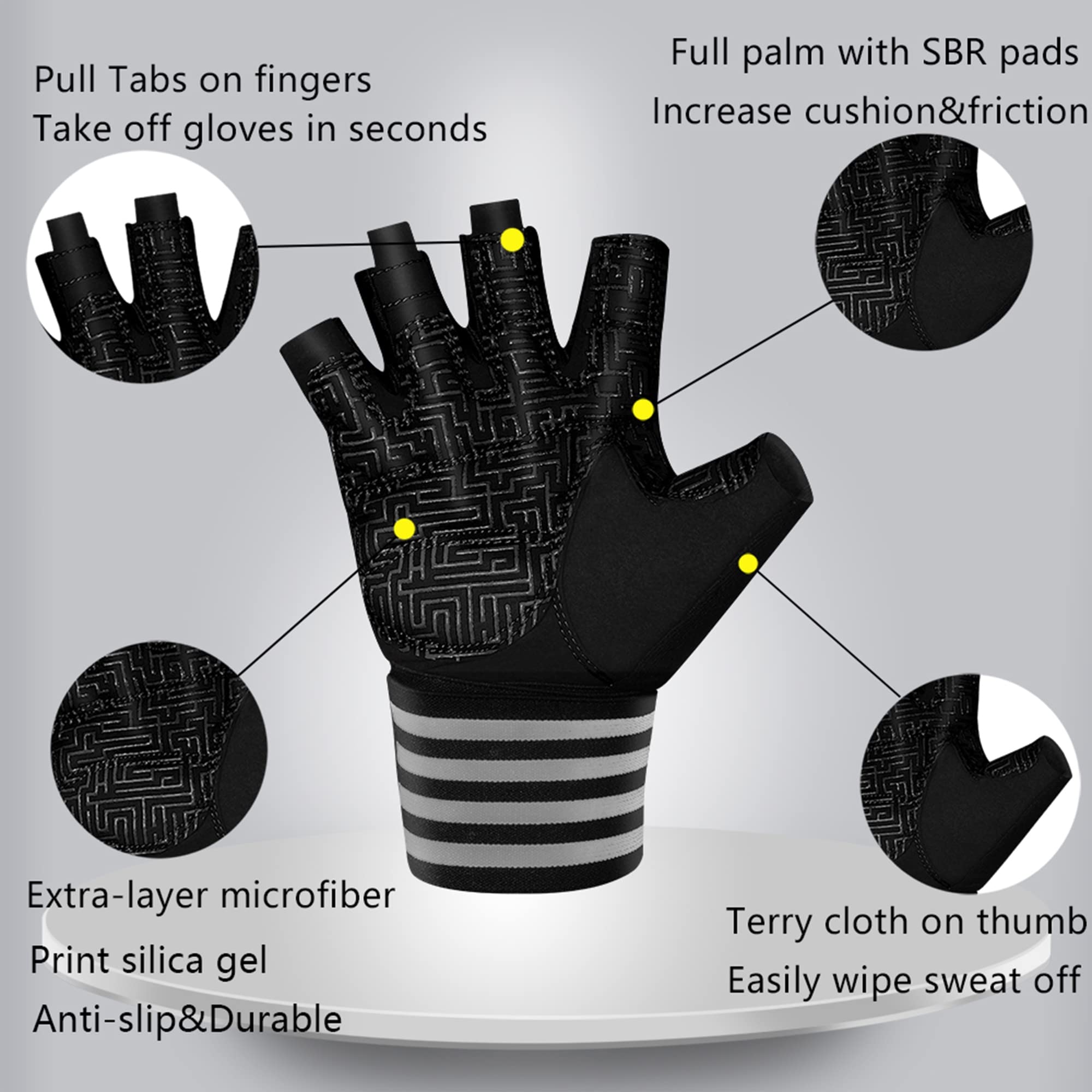 1 par de Guantes de Gimnasio con protección Completa en la Palma, Guantes de Entrenamiento físico, Guantes Antideslizantes para Levantamiento de Pesas, Guantes multideportivos, Rosa, XL