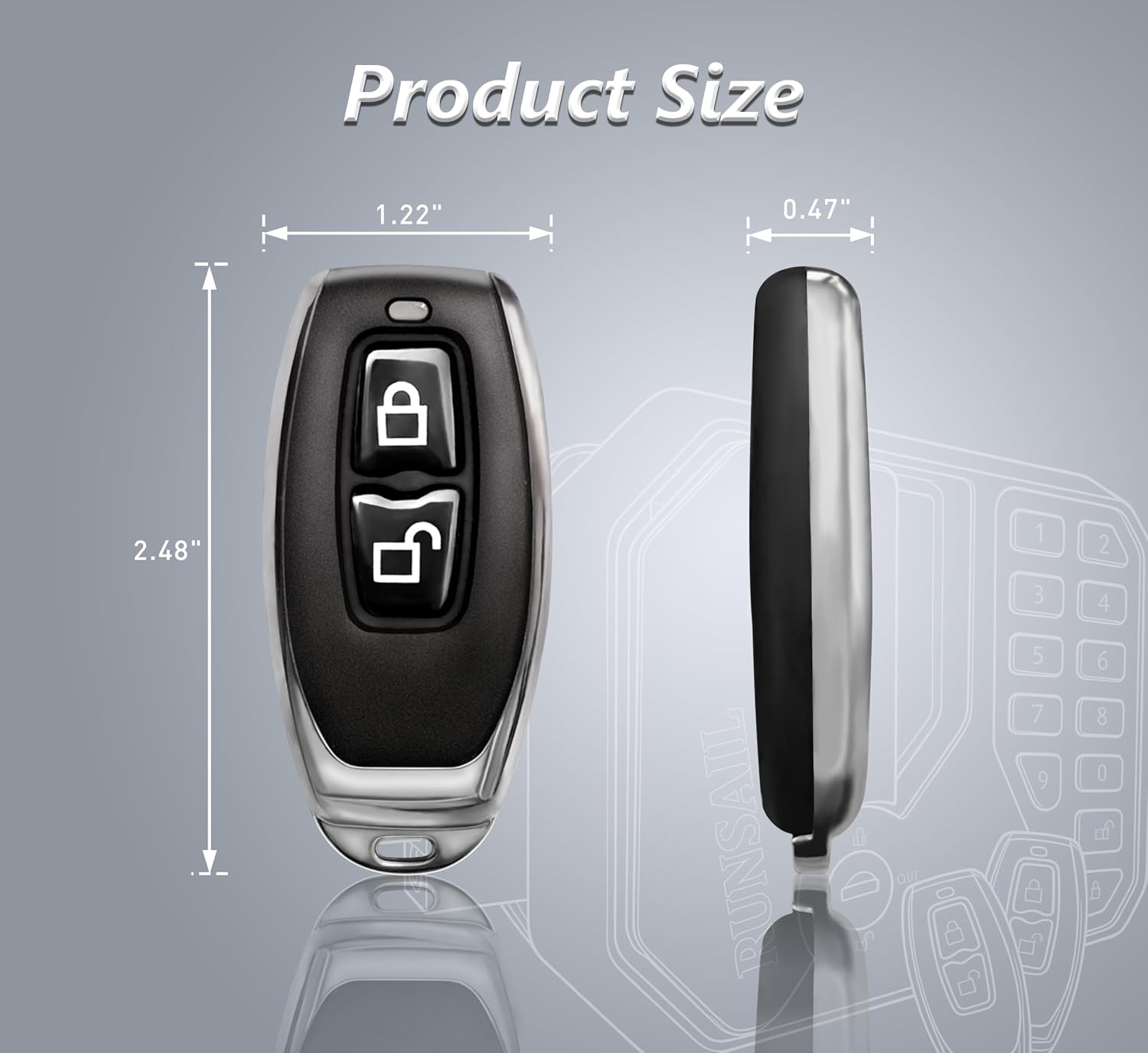 2 Pcs Keyless Entry Remote Control Key Fob for RUNSAIL Keyless Handles, Wireless Fob, Extra Remote Control Key (Lock Not Included)