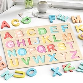 Zeoddler Alphabet Puzzles, ABC Shape Puzzles for Kids, Educational Toys for Toddlers, Preschool Learning Activities, Gift for Girls Boys