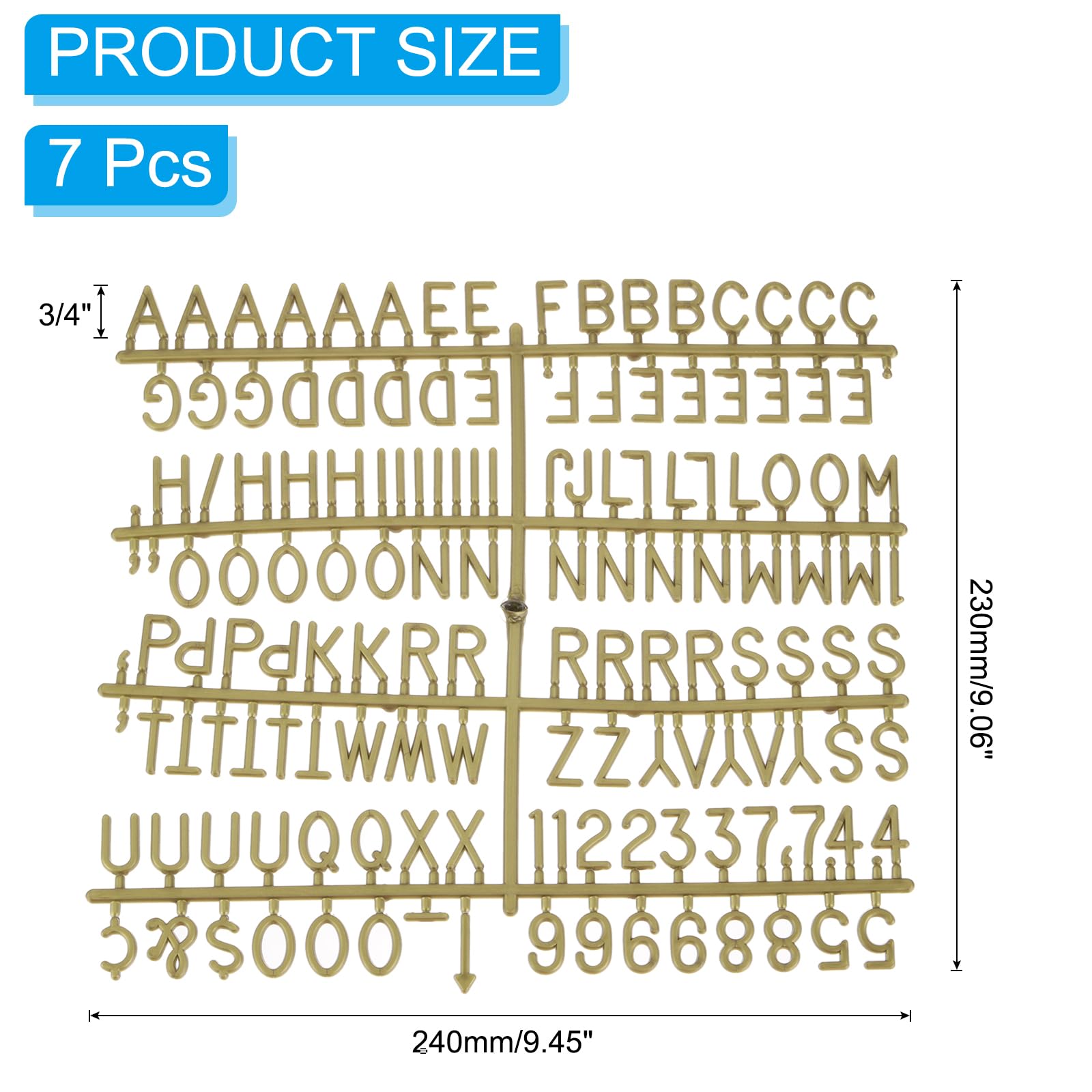 PATIKIL Letras de Fieltro 3/4 Pulgada 7 Piezas 1029 para Tablero de Mensajes de Plástico Cambiable Bronce
