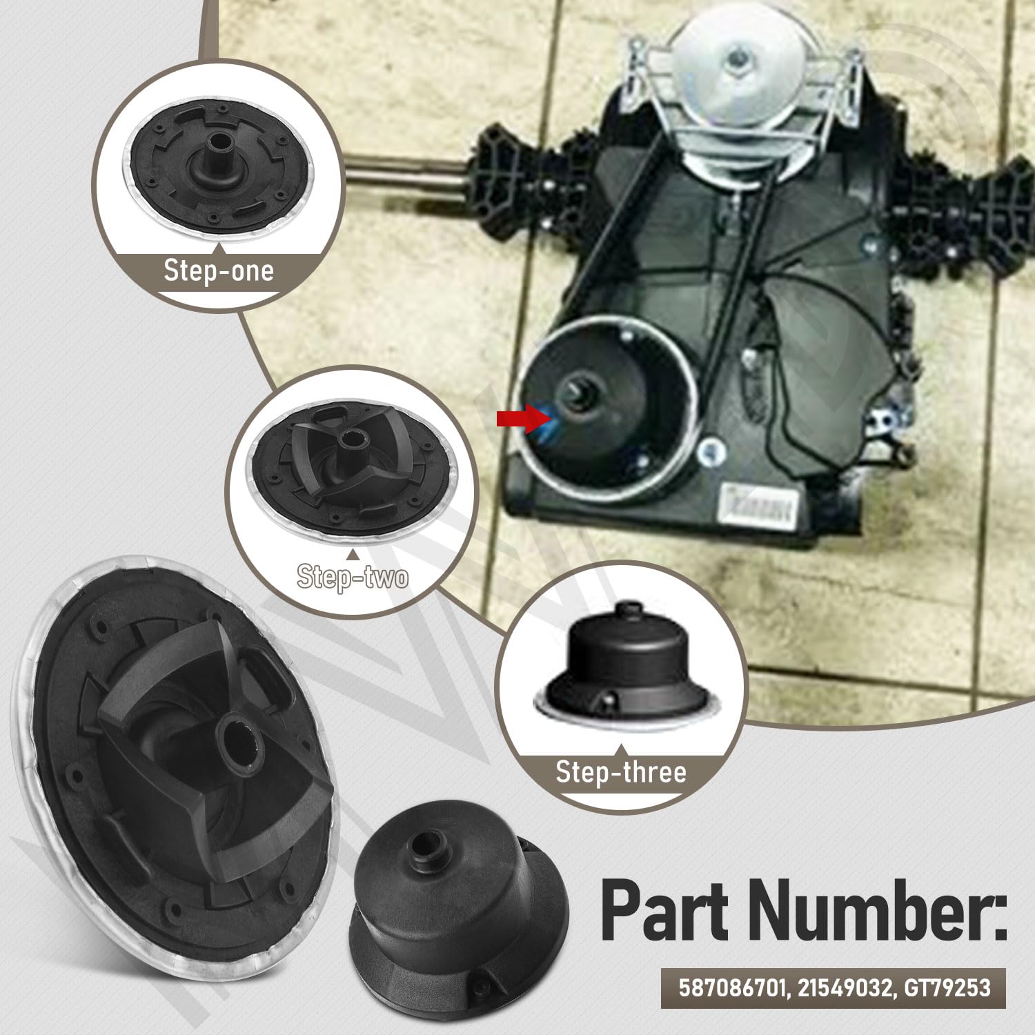 Kit D'entraînement GT79253 Pour Tondeuse Tracteur - Compatible Modèle 587086701 - Pièce De Rechange Robuste