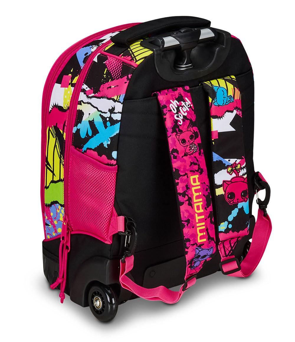 Mitama Trolley Run Scuola Too Cute,Doppio Scomparto, Rosa, Scuola Elementare e Tempo Libero, Bambina Ragazza