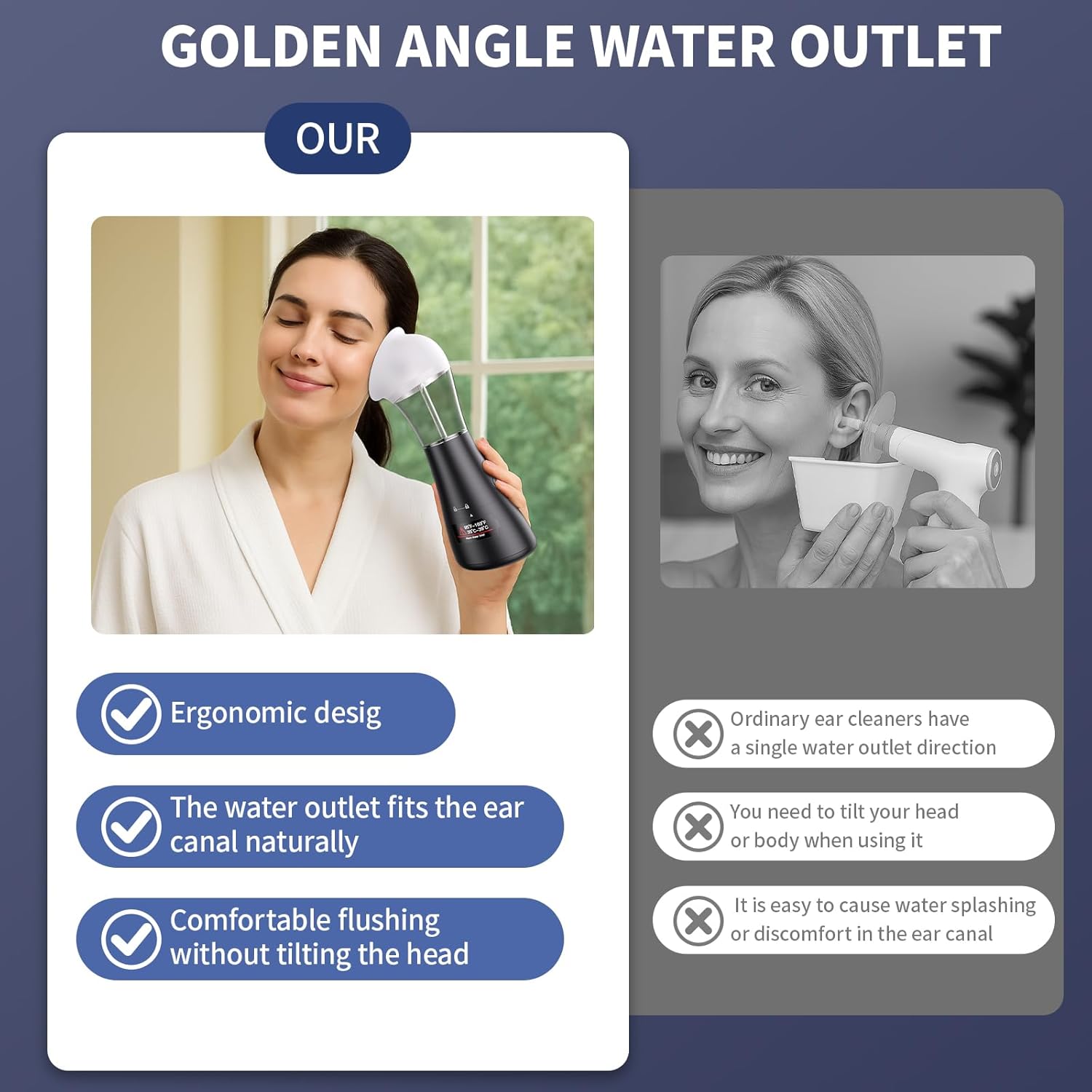 Upgraded Ear Wax Removal Kit, 4-Mode Electric Ear Cleaner - IPX7 Waterproof, Earwax Cleaning Kit with Water Temperature Sensor, 2in1 Waste Tank Design for Home Use（White）