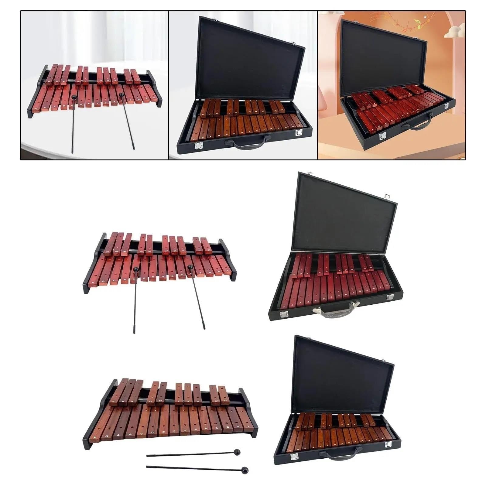 Xylophon-Instrument Für Erwachsene Anfängerinstrument 25-Noten-Xylophon Aus Holz Für Musikunterricht Live-Konzert(D case)