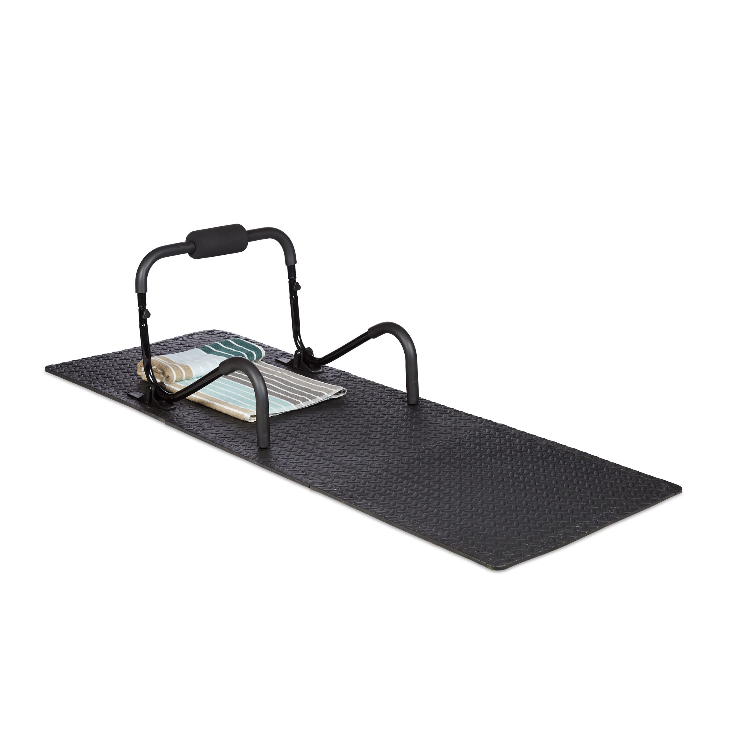 16 Bodenschutzmatten 60x60cm, 6m², Unterlegmatte f. Fitnessgeräte, Stärke 1cm, erweiterbar, Lärm- & Trittschutz, schwarz