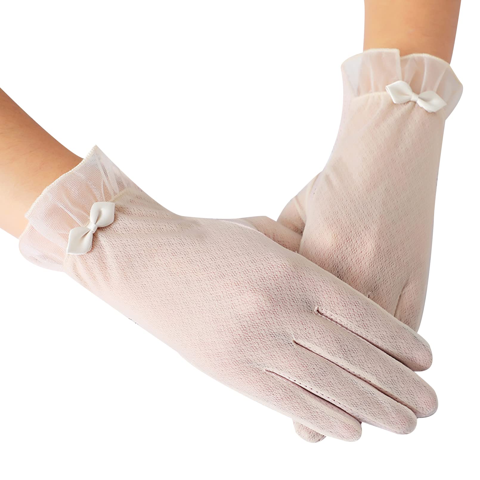 Guantes de mujer de encaje BeFur de seda de hielo con lazo elegante 3