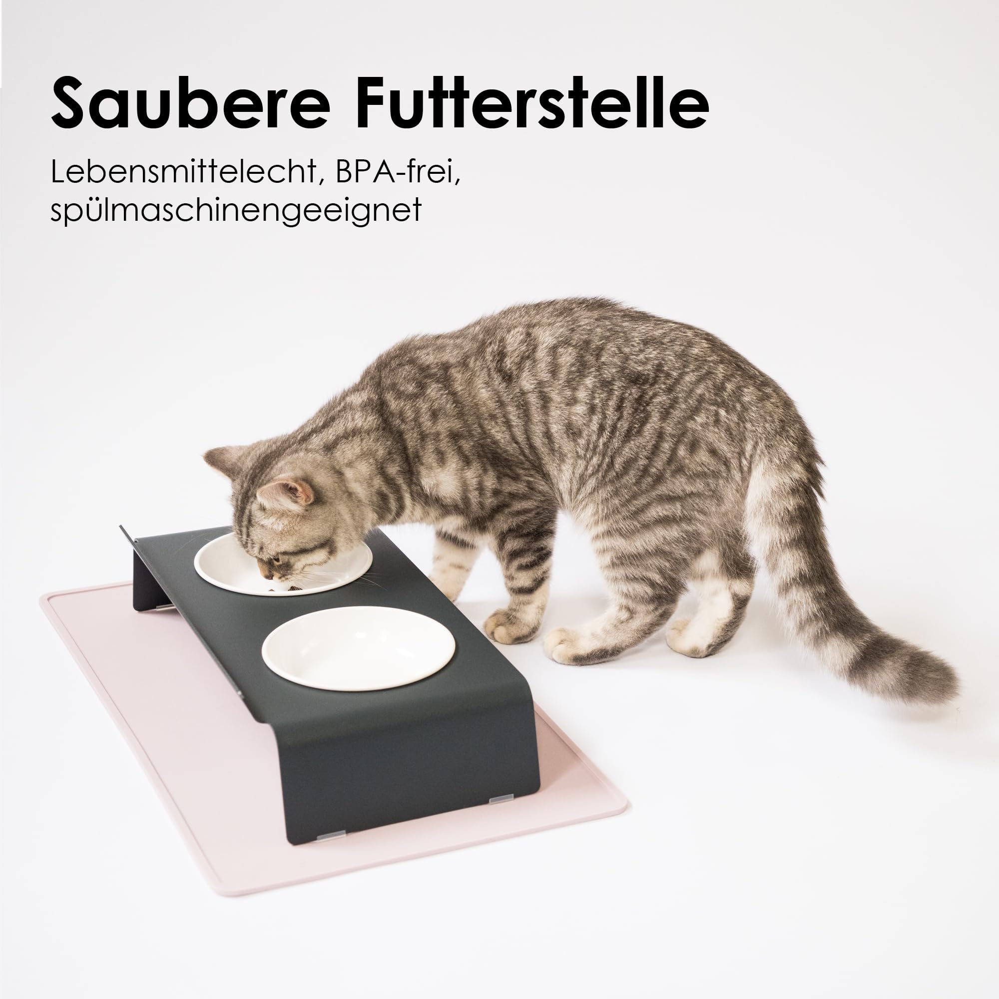 LucyBalu® Square Tappetino antiscivolo per ciotola in silicone I Grigio