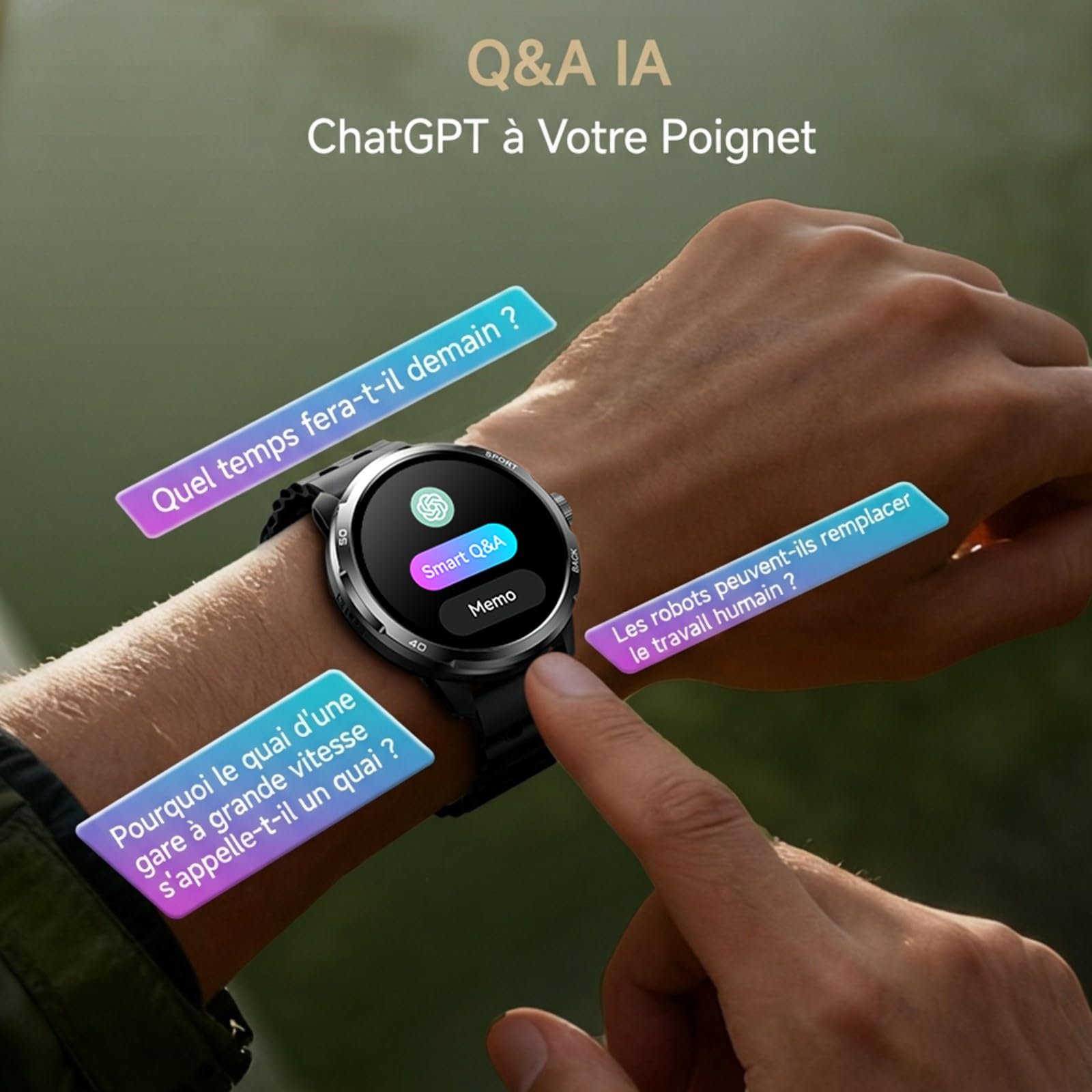 Ulefone Armor Watch Pro Montre Connectée Homme,Militaire Smartwatch Homme avec GPS/Boussole/ChatGPT/Appels Bluetooth, Fitness Montre Connecté avec Plus de 100 Modes Sportifs,Fréquence Cardiaque