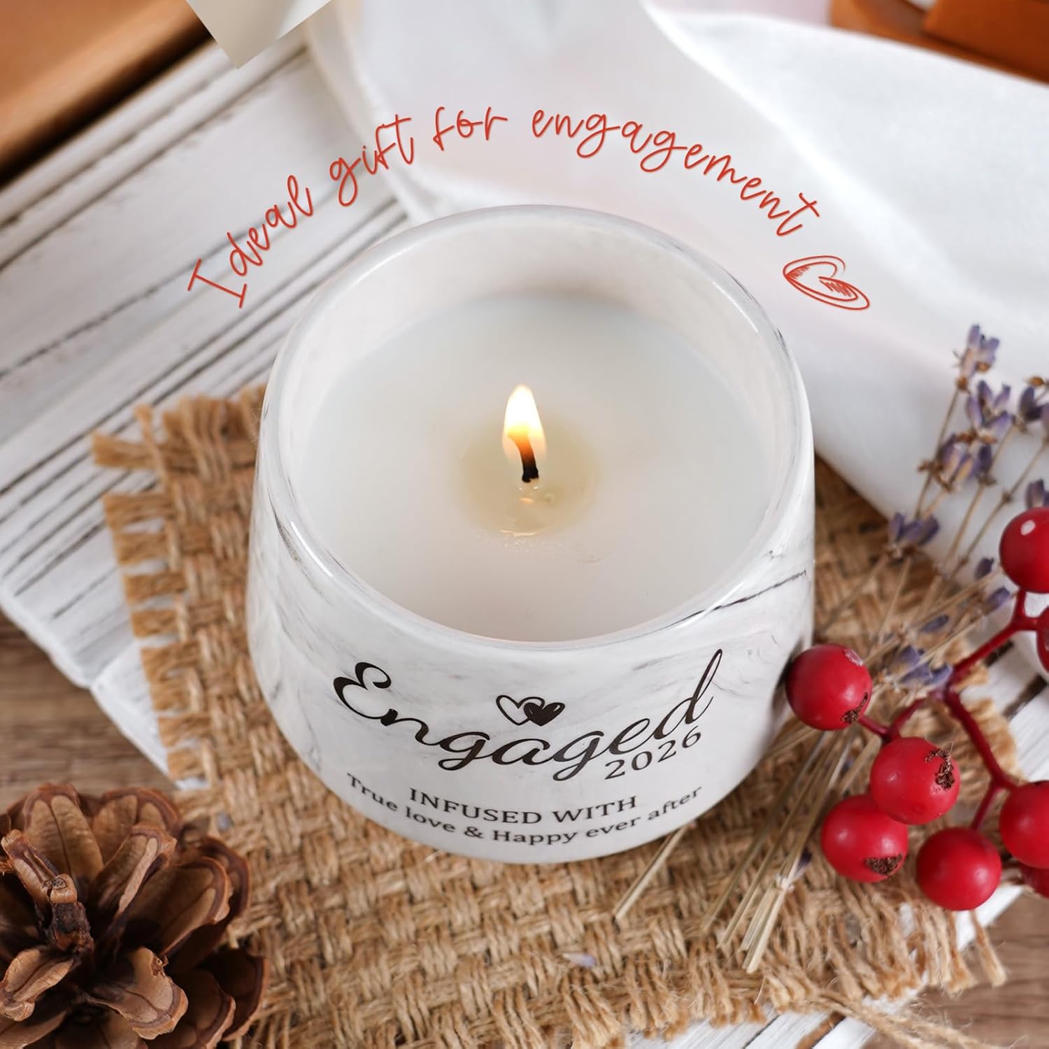 Engagement Gifts - Gift for Newly Engaged Couples, Bachelorette Bridal Shower Gift for Bride, Engagement Gifts for Her, Women, Best Engaged 2026 - Lavender Scented Candles 6 Oz - Image 7