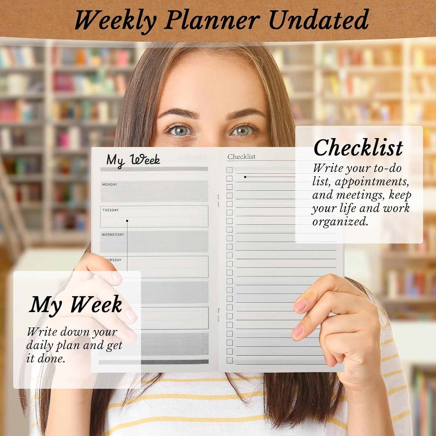 Qilery 50 Pcs 2026-2027 Daily Weekly Planner Bulk Employee Appreciation Gifts Small Pocket Journal to Do List Goals Notepad for Patient Access Week Nurse Team Coworkers Teacher (Kraft Paper Color)