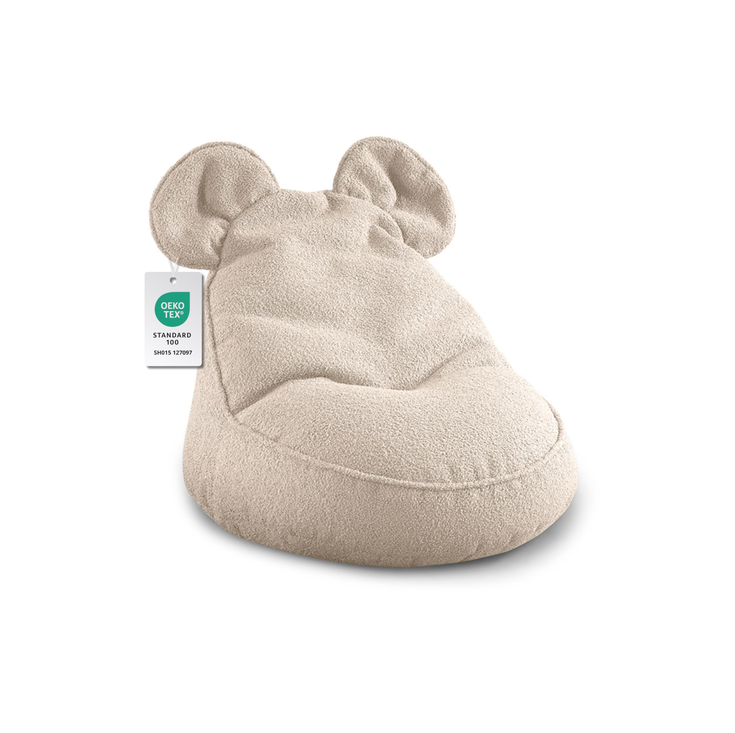 Gutekissen® Puff Infantil Miki con Orejas - Cómodo, cojín Montessori para habitación Infantil (Beige, 68/68/50 con Orejas)