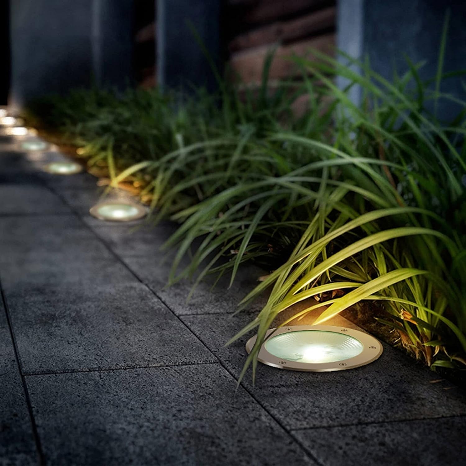 Outdoor In-Ground Lights Round Buried Lights AC 85-265V LED Underground Light IP67 Waterproof Spotlight for Driveway, Deck, Porch, Pathway, Patio (Color : Warm White, Size : 5W-24V) (Color : W