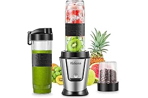 FOCHEA Personal Blender, All-in-One Coffee Grinder and Smoothie Blender with Travel Bottles