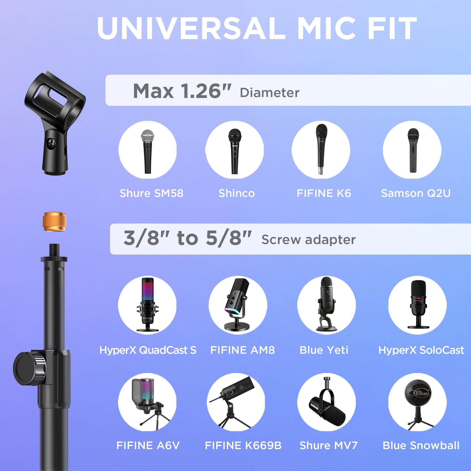 InnoGear Desktop Microphone Stand Holder Mic Stand Desk Mount for Fifine — Amazon image 4