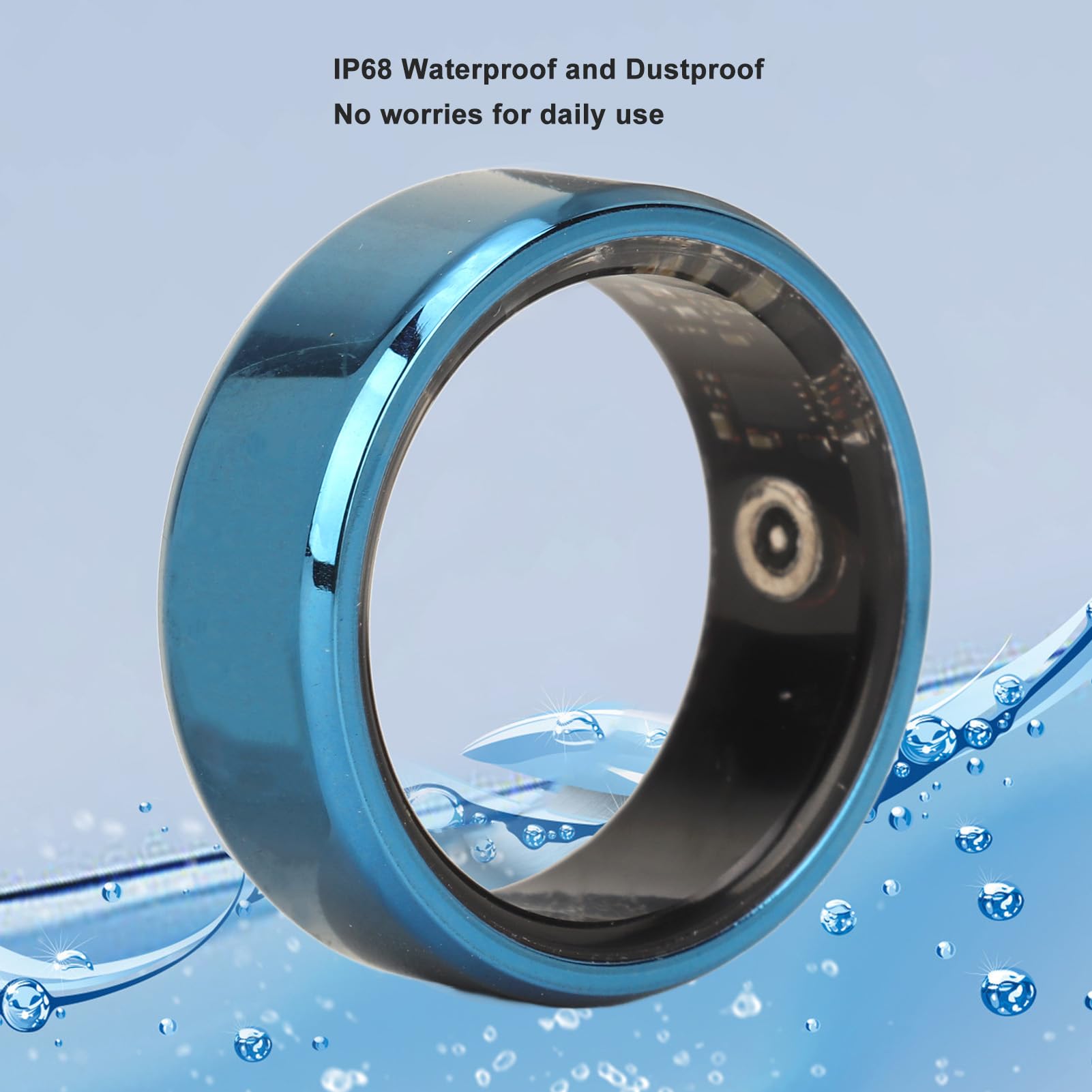 Smart Ring Health , Health Ring to Monitor Fitness Pedometer Sleep Data, Remotely Take Photo, IP68 Smart Health Ring for Men Women, Blue (8)