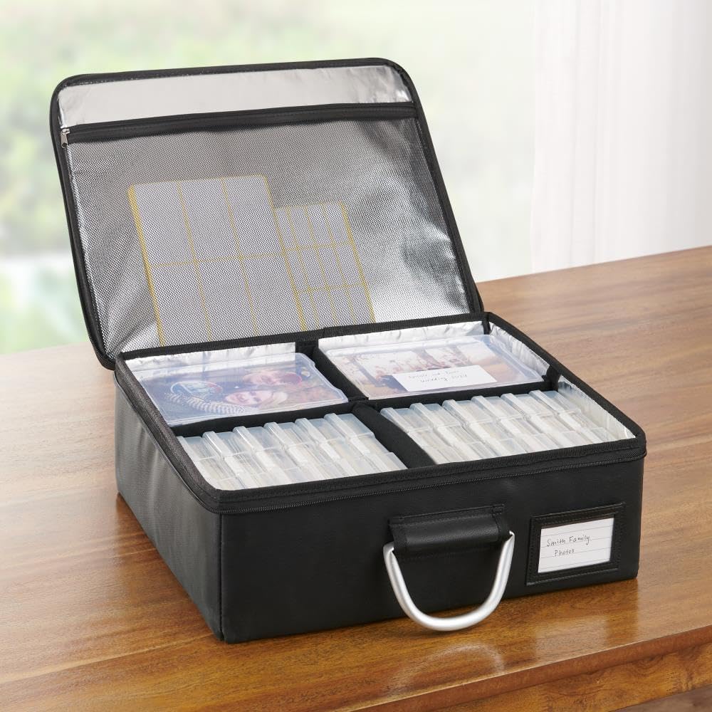 Fireproof and Water-resistant Photo Organizer Storage Box 4"x6" and 5"x7" | The Original UL 94 V-0 Certified | Organizer, Holds 2000 Photos, with Carrying Case 17"x14"x6"