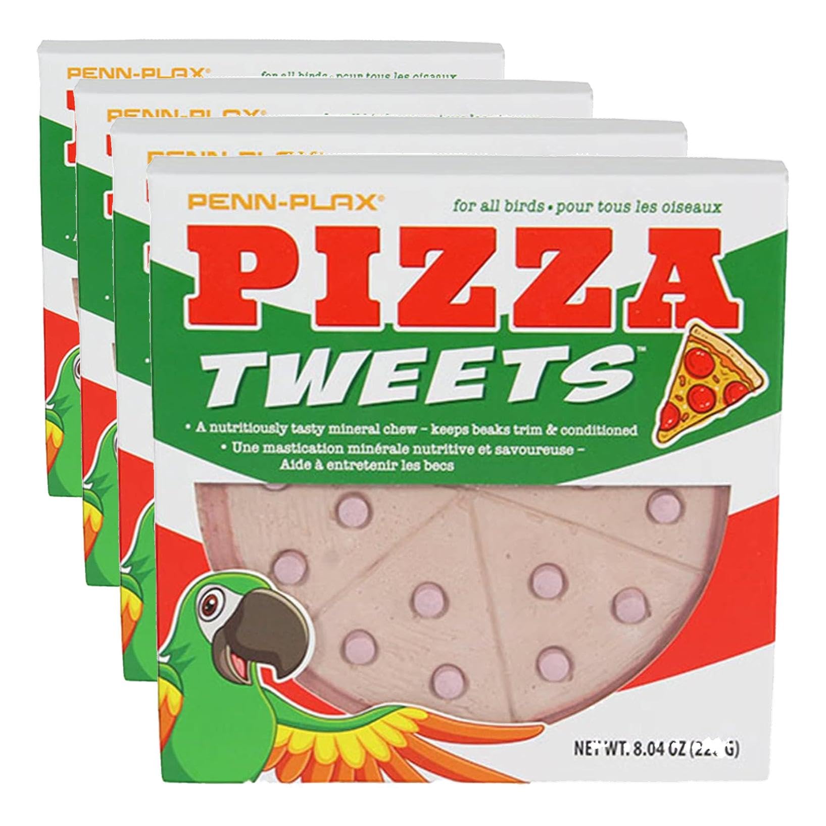 Penn-Plax Tweet Eats: Pizza Tweets â€“ Nutritious and Tasty Mineral Chew â€“ Safe for All Birds â€“ Keeps Beaks Trim and Conditioned â€“ 1 Piece (Pack of 4)