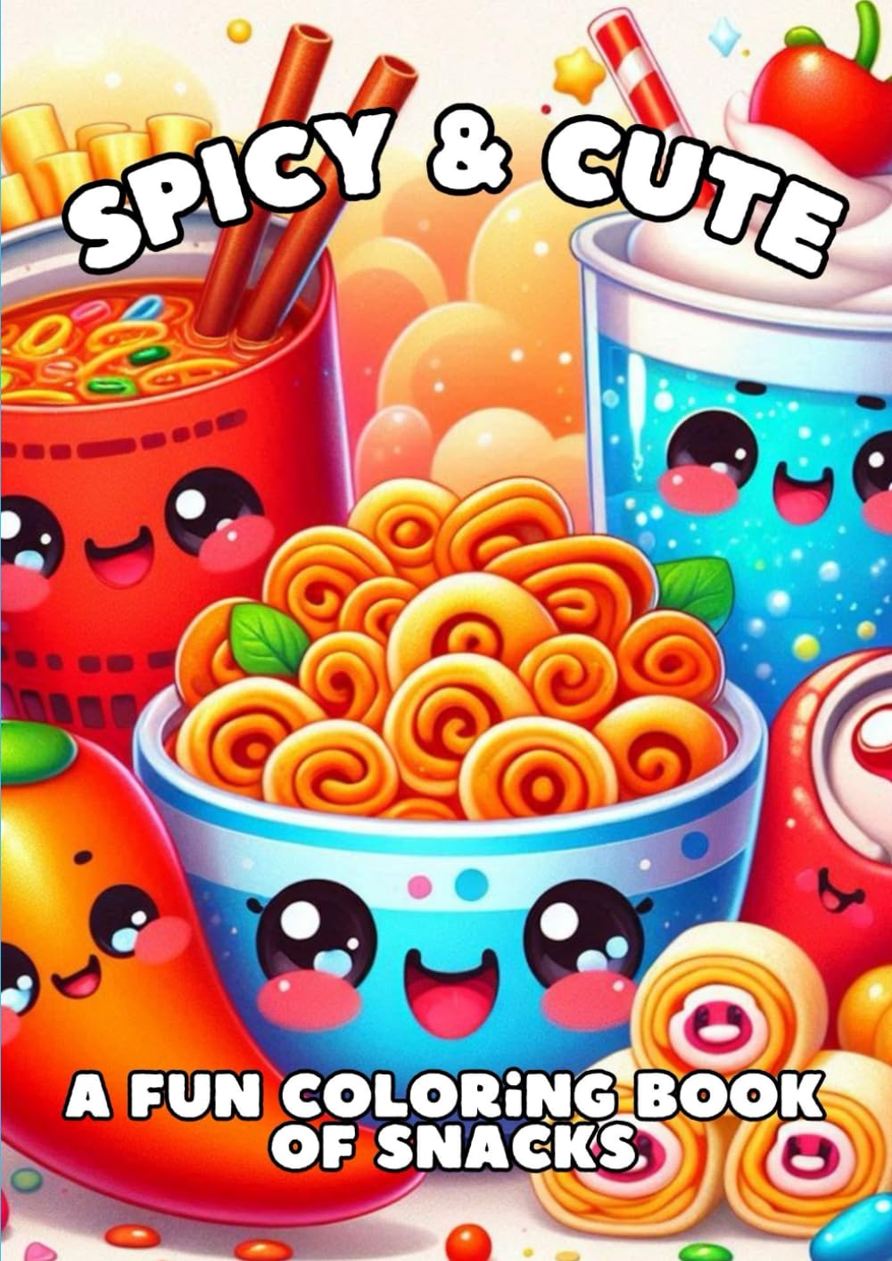 Spicy & Cute: A Bold and Cozy Kawaii Snack Coloring Book for Adults and Teens