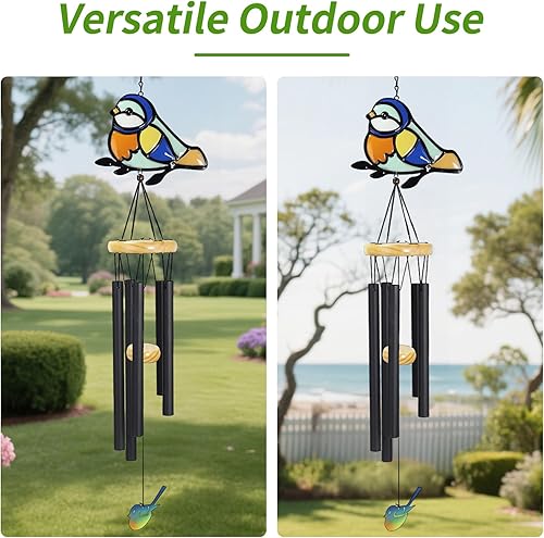 Miniatura 5 de Campana de viento de aluminio para pájaros, campanillas de viento de metal para exteriores para patio y jardín, diseño ligero a prueba de óxido con