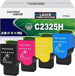 SINOPRINT Remanufactured Toner Cartridge Replacement for Lexmark C2325dw C2325 MC2325adw C2535dw MC2535adwe C2425dw MC2425adw MC2640adwe Printer C231HK0 C231HC0 C231HM0 C231HY0 (BMCY 4-Pack)
