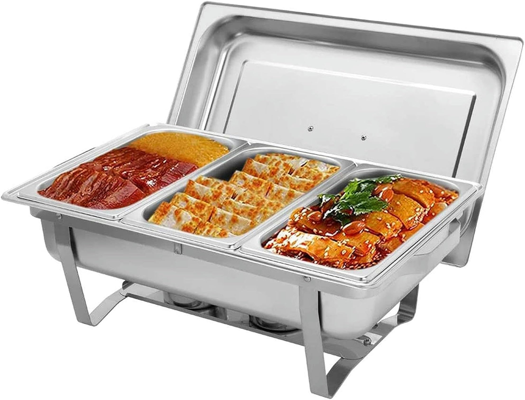 Chafing Dish commerciale da 9 litri, scaldavivande in acciaio inox per buffet con teglia per alimenti, teglia per l'acqua, coperchio, telaio e contenitore per combustibile, per cucina, feste, cene, bu