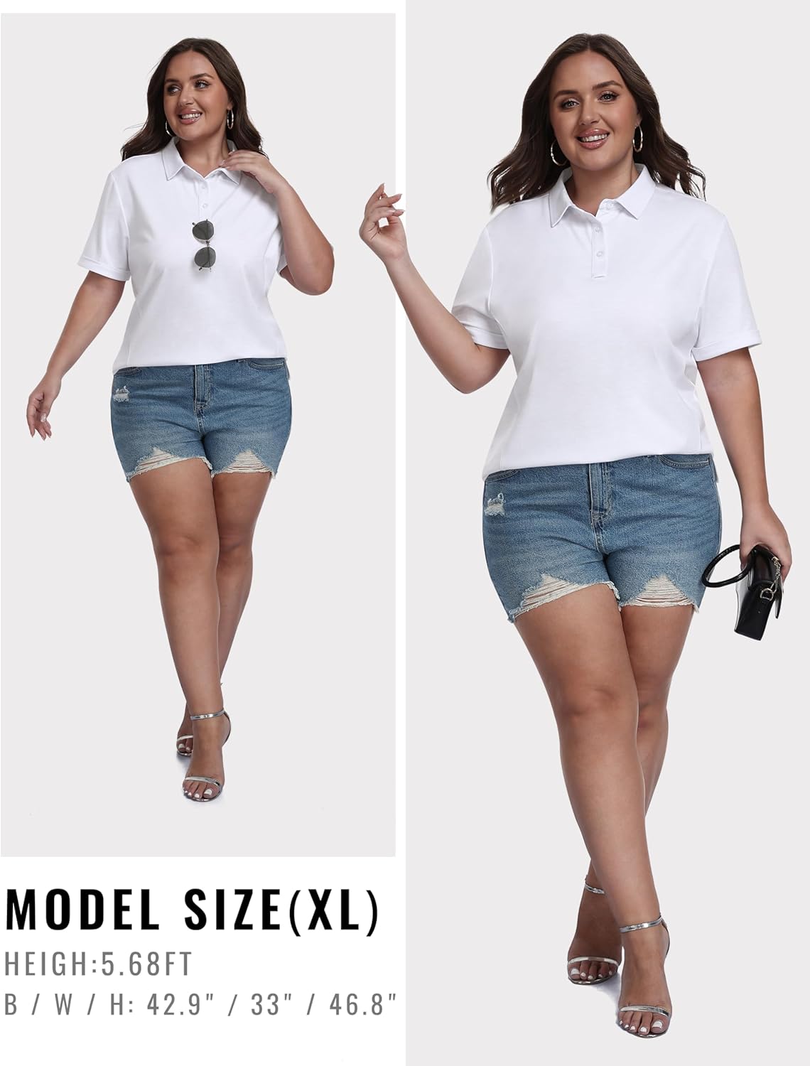 MoFiz Women's Plus Size Golf Polo Shirts Collared Short Sleeve Golf Shirts Casual Athletic Tennis Workout Tops