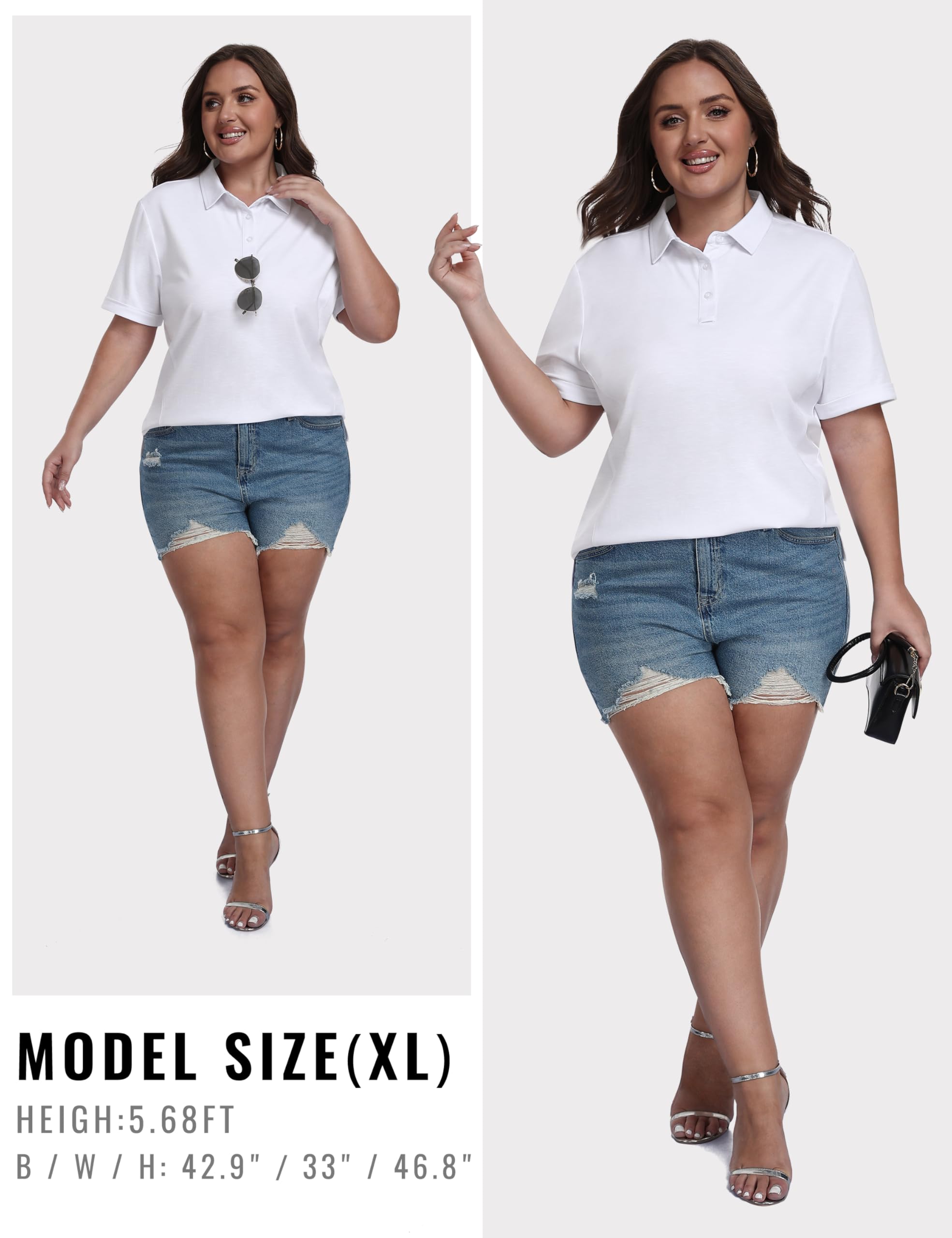 MoFiz Women's Plus Size Golf Polo Shirts Collared Short Sleeve Golf Shirts Casual Athletic Tennis Workout Tops — view 7