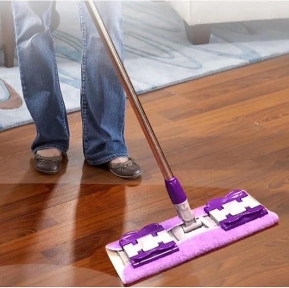 Mandalı Mor Mop Kıskaçlı Cam Silme Mopu Mikrofiber Yedek Bezli Yer Duvar Cam Fayans Silme Mopu