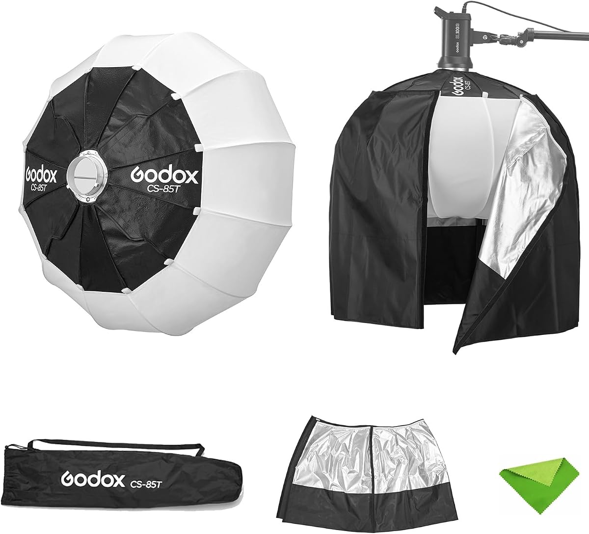 Godox CS-85T Caja de luz tipo linterna de 85 cm/33,4 pulgadas con falda, cajas blandas con montaje Bowens para difusor de luz para espacios pequeños para Godox SL60W SK400II SL150 II, UL150, VL150 para grabación de video, transmisión en vivo, etc.