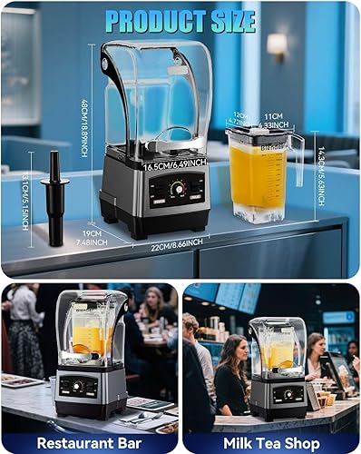 Miniatura 8 de Licuadora comercial mejorada 2025  SGS German Super Motor 2500W  Apto para lavavajillas  6 cuchillas japonesas, trituración rápida de hielo en 3