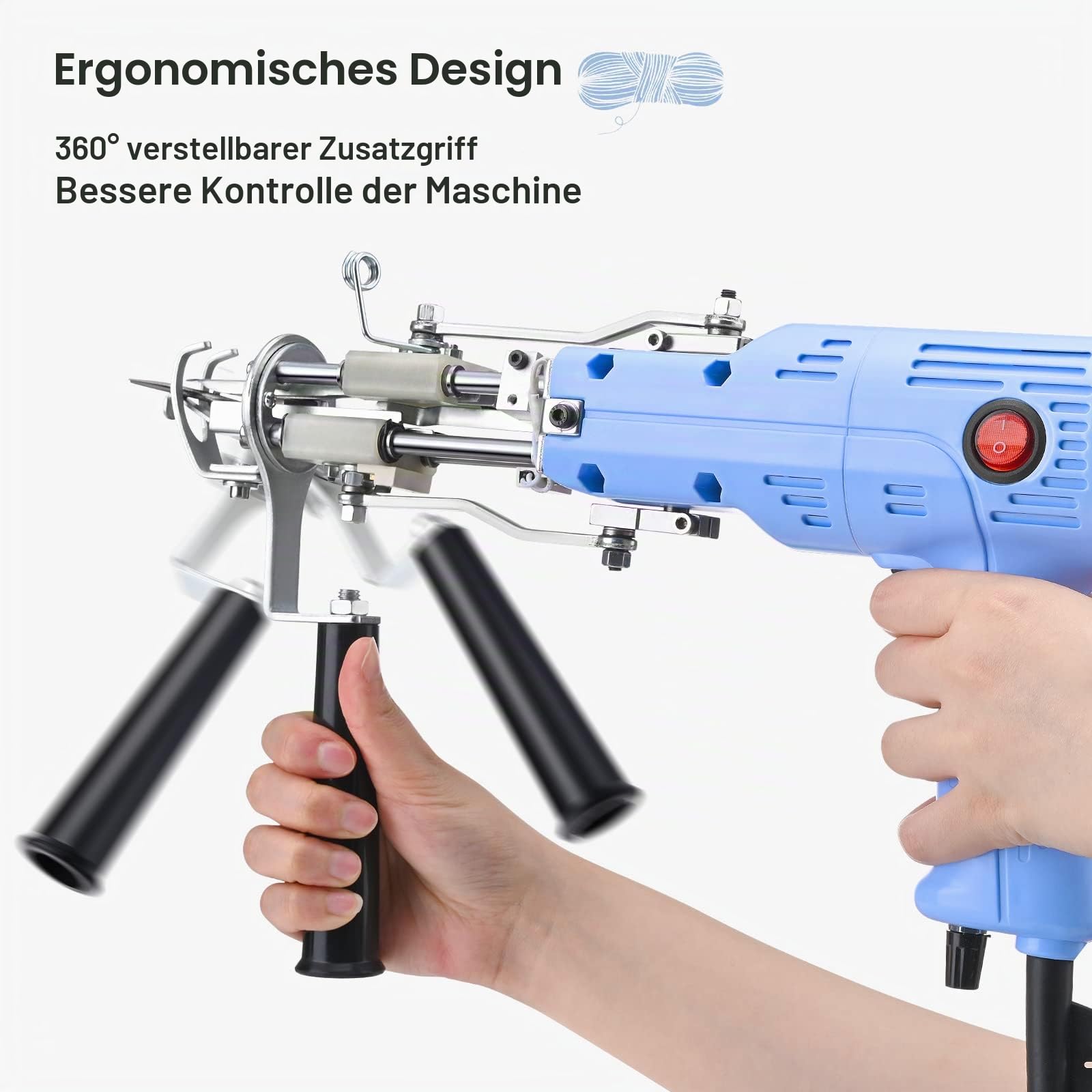Tufting Gun 2 in 1, Aomdom Pistole Tufting Gun 5-40 Schritte Tufting Gun Kit 7-21 mm Elektrische Tufting Machine für Handwerk Teppich Kleidung DIY Geschenk