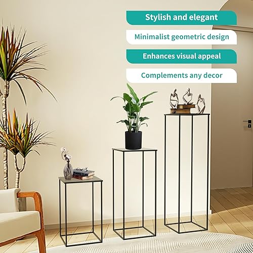 Miniatura 3 de Nalwort 2 soportes negros para floreros de 23.6 pulgadas, centros de mesa de boda para mesas, jarrón geométrico de metal, soporte de flores alto