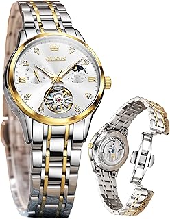 Damenuhr Damen Automatik Mechanisch Skelett Luxus Diamant Elegant Edelstahl Wasserdicht Analog Original Silber Uhr