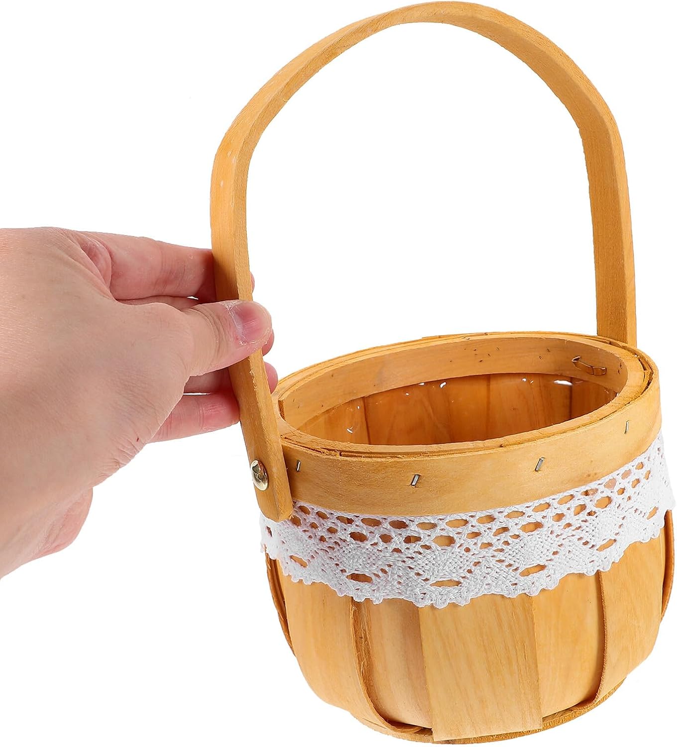 Halloween Woven Pumpkin Basket with Handle, Wood Cotton Rope image 4