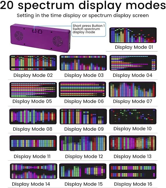 Audio spectrum analyzer LED music display 84 effects/fast sound pickup/voice-controlled line automatic switching