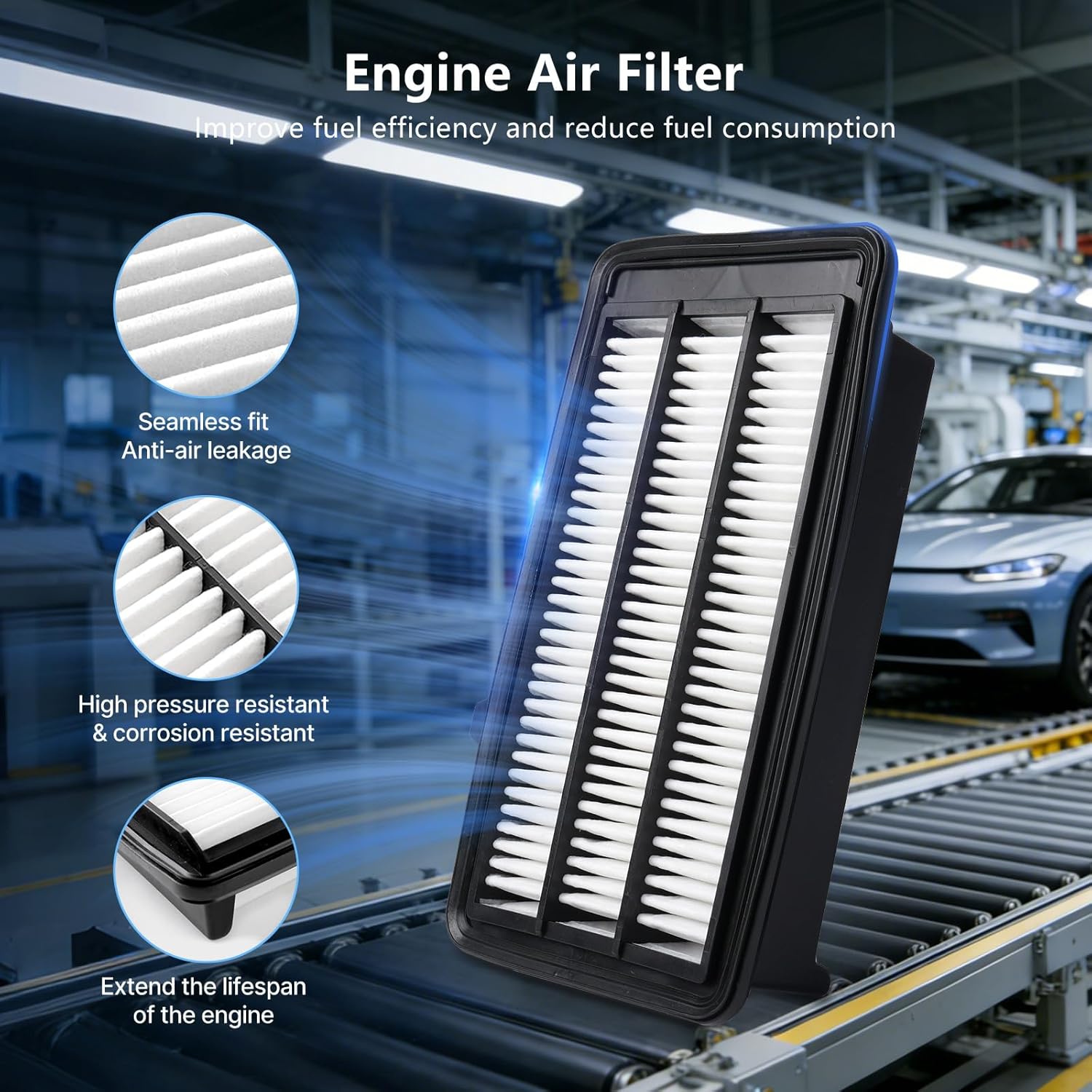 Cabin Engine Air Filter Kit Fits 2016-2021 Civic L4 1.5L, 2017-2022 CR-V L4 1.5L, Replacement for CA12050 CF11182