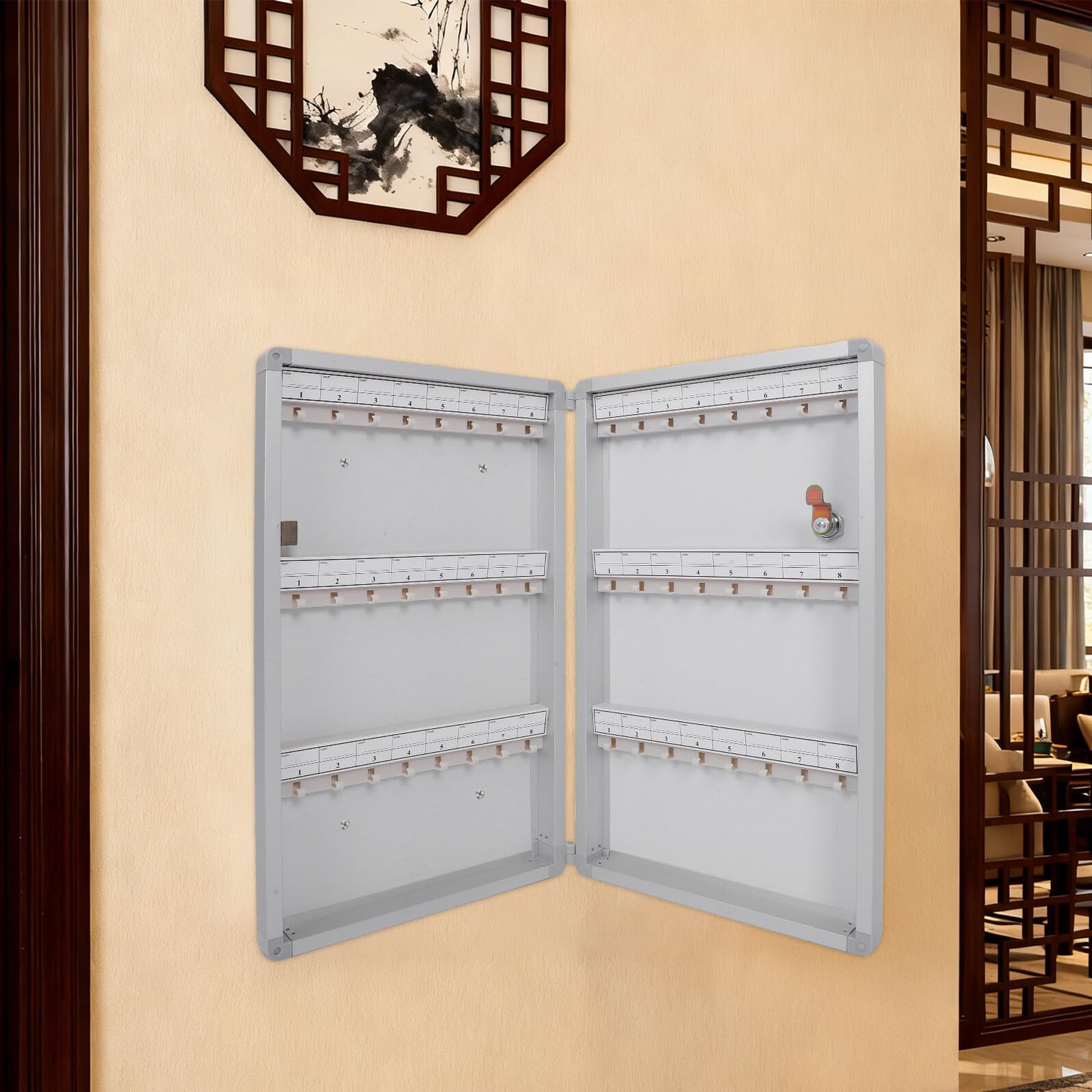 Armoire à Clés Murale en Aluminium pour 48 Clés avec Serrure