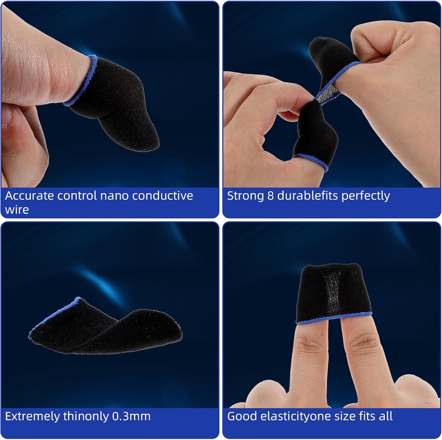 YUXIANLB 120 Pieces Finger Sleeves for Gaming, Colored Thumb Sleeve Mobile Game Controller Finger Cover Anti Sweat Breathable Seamless Touchscreen Silver Fiber for Mobile Phone Game
