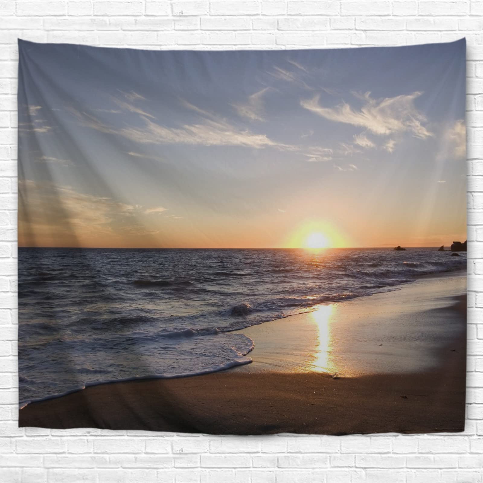 A.Monamour Arazzo da Parete Grande Malibu Tramonto Spiaggia Sabbiosa Oceano Costa Natura Paesaggio Telo Arazzi Tappezzeria Decorazione da Parete per Soggiorno Camera da Letto Dormitorio 180x200cm