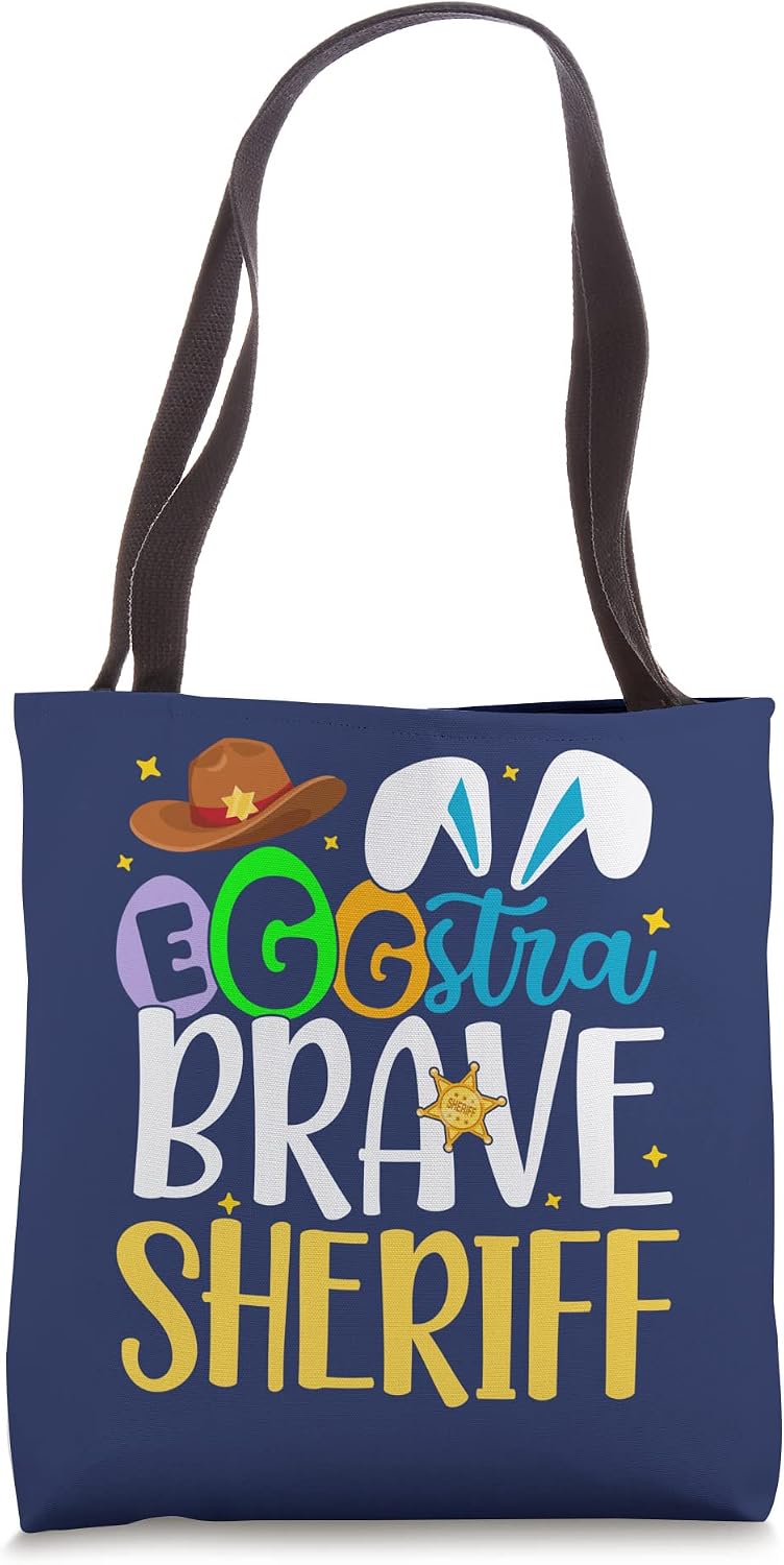 Egg-stra Brave Sheriff Happy Easter Cowboy For little Boys Tote Bag