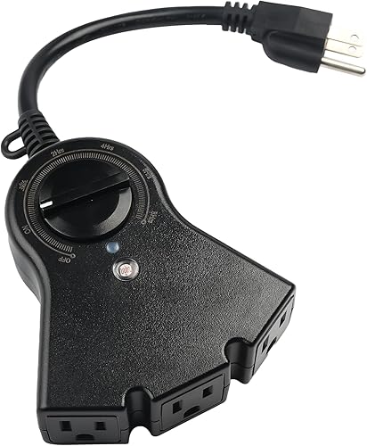 BN-LINK Temporizador para exteriores con sensor de luz fotocélula, impermeable, temporizador de cuenta regresiva de 24 horas (modo de 2, 4, 6 u 8