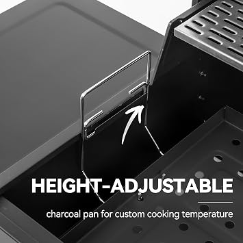 Black Charcoal Grill with Foldable Side Tables, CD1824EH-SC