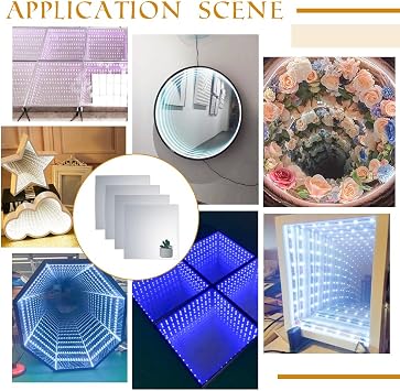 NBEADS 4 Pcs Two Way Mirror Glass, 11.8x11.8 Inch Acrylic See Through Mirror Sheet for Makeup DIY Magic Project Art Display, Square, Silver