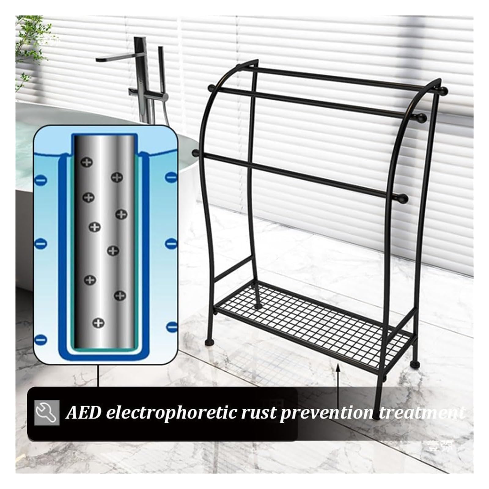 Perchero independiente dorado de 3 niveles para toallas y mantas, de metal, para baño, dormitorio, playa, gimnasio y zona de piscina, solución de almacenamiento elegante