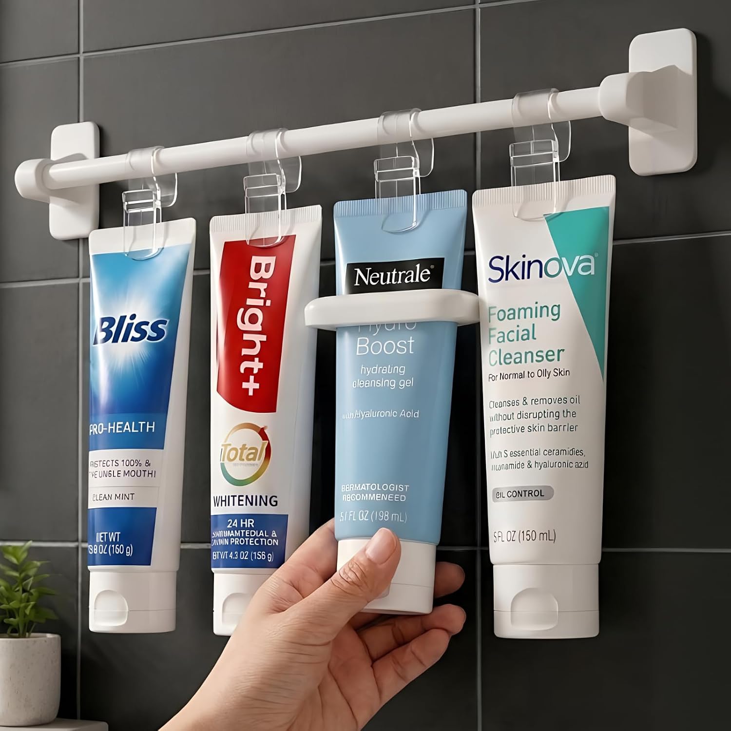 Tomiso Toothpaste Tube Holder for Bathroom Wall, No Drill Adhesive Hanger