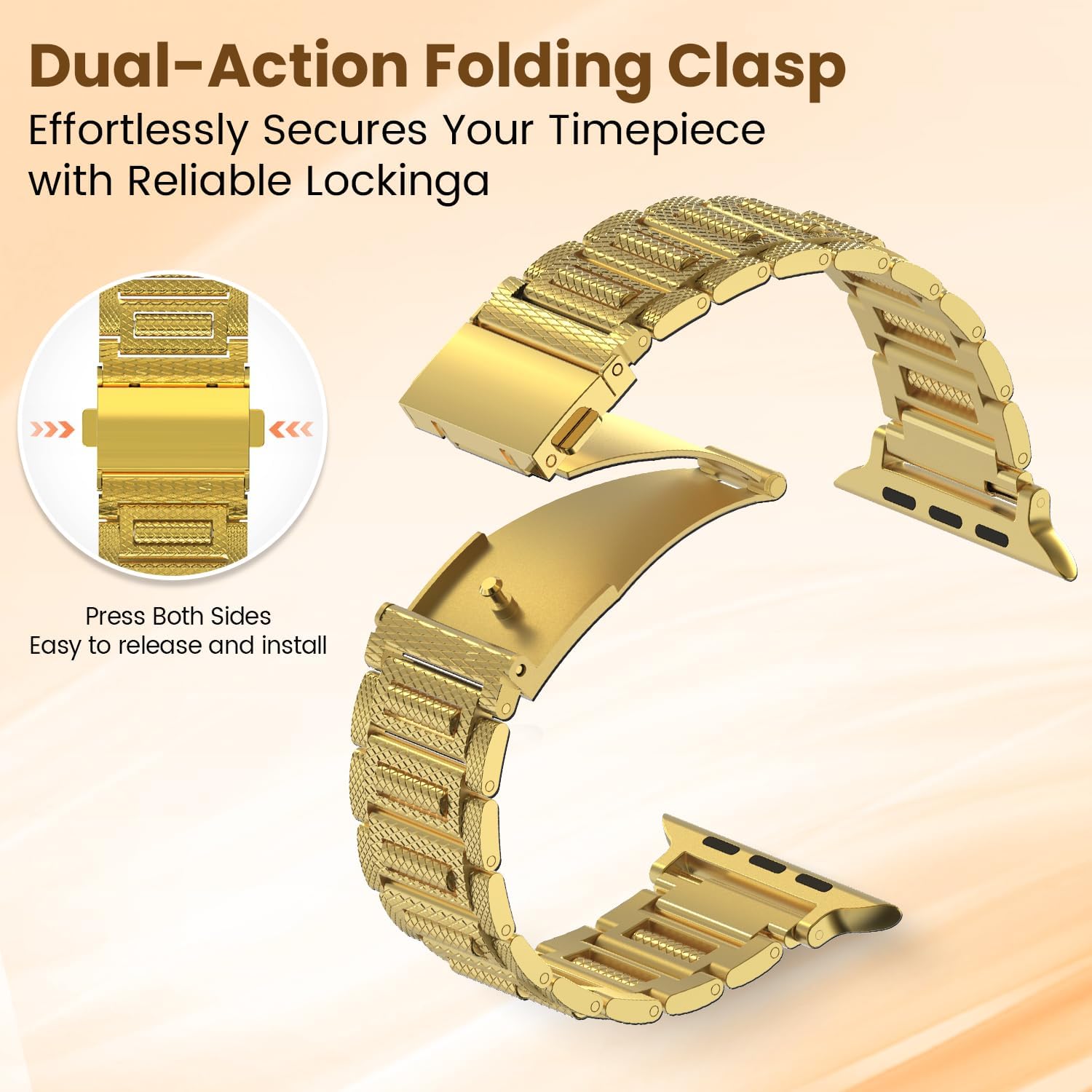 Adjustable Stainless Steel Band with Metal Rollers No Tool Quick Release Compatible with Apple Watch Series 42mm(Series 3) 44mm 45mm 46mm 49mm iWatch Wrist Straps for Series 11 Ultra 3 4 5 6 7 8 9 10 SE