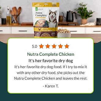 ULTIMATE PET NUTRITION Nutra Complete Freeze Dried Raw Dog Food, Veterinarian Formulated with Antioxidants, Prebiotics & Amino Acids (1 Pound, Chicken)