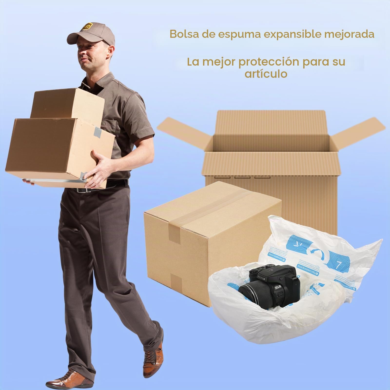 8 paquetes de espuma expandible de 14 x 16 pulgadas para PC y artículos de forma irregular, espuma de embalaje expandible a prueba de golpes, material protector de envío de computadora para