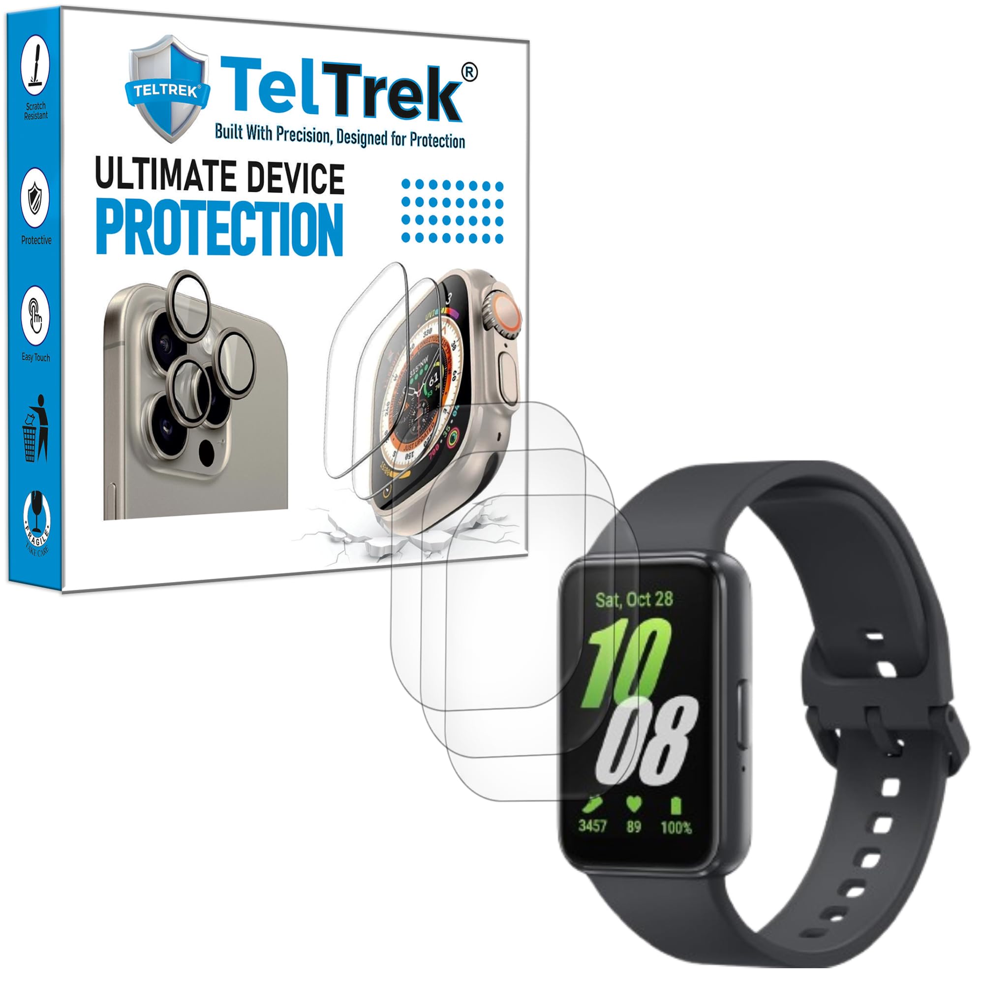 TELTREK 3 Pack Screen Guard Compatible With Samsung Galaxy Fit3 / Fit 3, Hydrogel TPU Screen Protector not a Tempered Glass Screenguard.